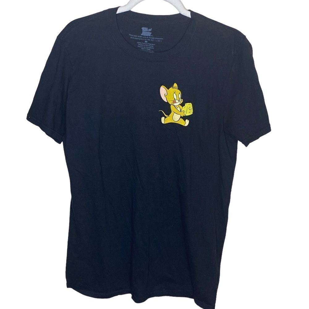 Tom & Jerry Unisex Med Black Neon Logo Cotton Tee Shirt
